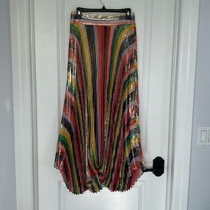 Alice Olivia pleated striped sparkle skirt